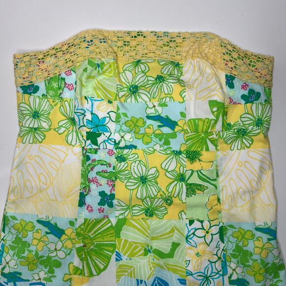 Lilly Pulitzer Green Bowen Gator Patchwork Strapless Mini Dress Size 2 - Picture 4 of 9
